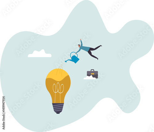 Idea development, creativity genius or knowledge to think about new business idea,character for design.