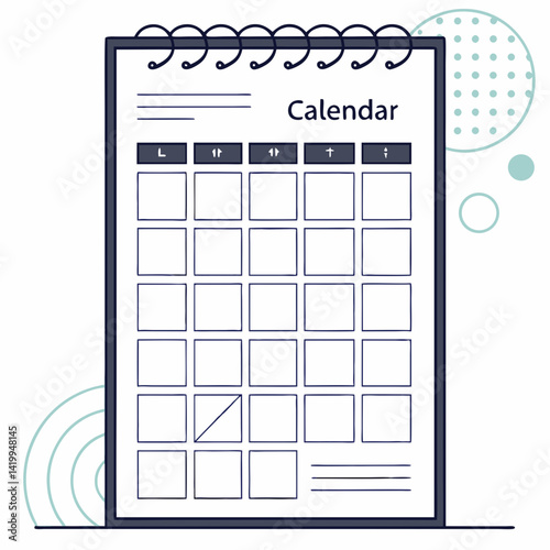 Minimalist Vector Illustration Of A Blank Calendar Template With Soft Geometric Elements
