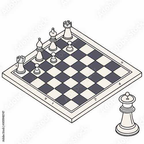 Isometric Chessboard With Pieces Strategic Game Intellectual Challenge Strategy Concept