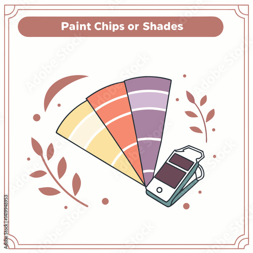 Color Palette Swatch Design With Paint Chips And Decorative Elements