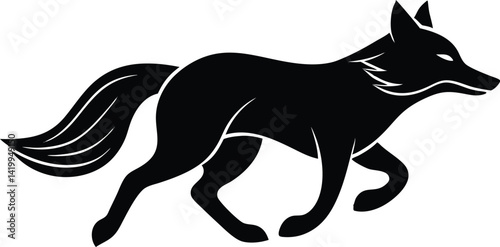 vector illustration of happy cute fox head, fox wearing sunglass silhouette vector illustration, fox walking symbol icon, heroism wearing sunglass funny fox head vector icon on white background.