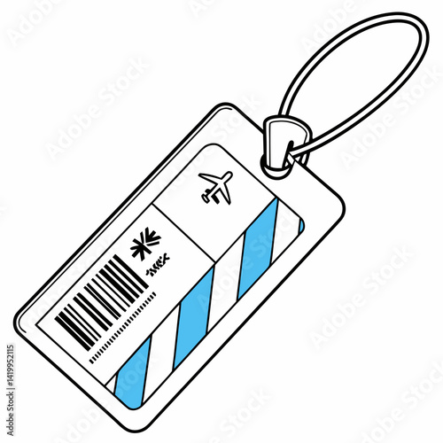 Luggage Tag Vector Illustration With Airline Design And Barcode