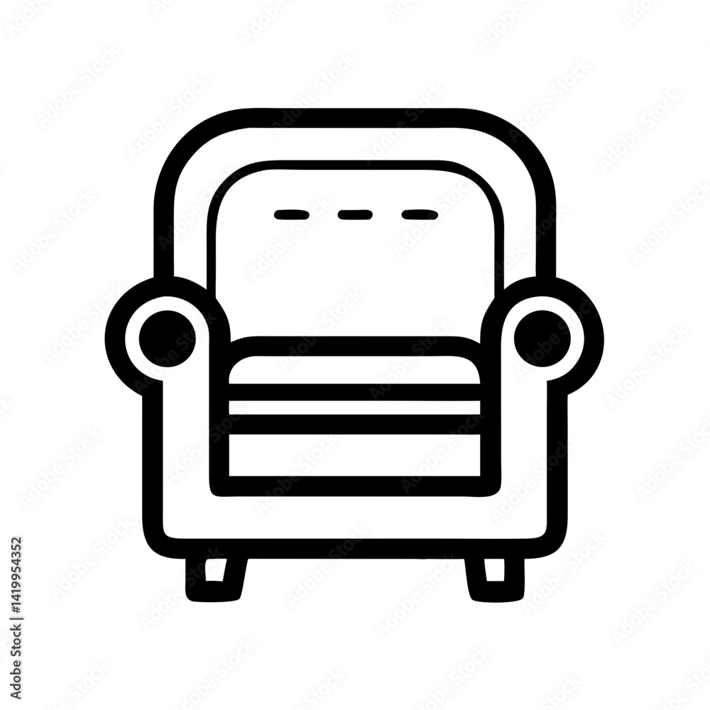 Armchair Icon Representing Comfortable Living Room Seating and Relaxation Armchair Icon Representing Comfortable Living Room Seating and Relaxation