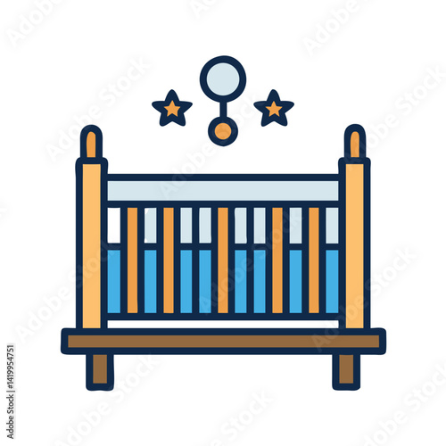 Baby Crib Icon Representing Infant Sleeping Furniture and Nursery Setup