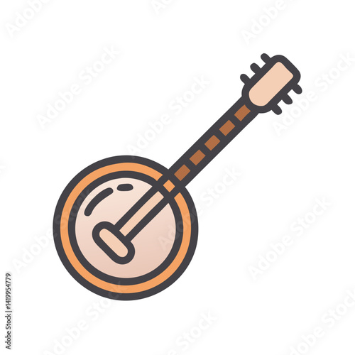 Banjo Icon Representing Folk String Instrument and Acoustic Music