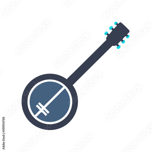 Banjo Icon Representing Folk String Instrument and Acoustic Music