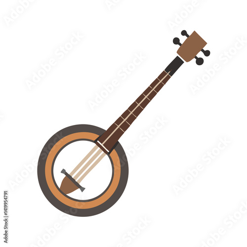 Banjo Icon Representing Folk String Instrument and Acoustic Music