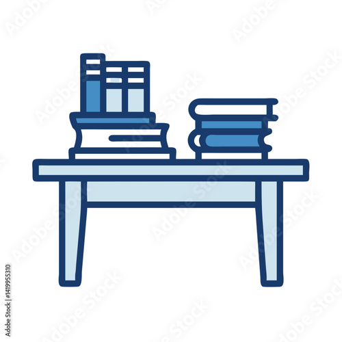 Books on Desk Icon Representing Reading Table and Study Workspace