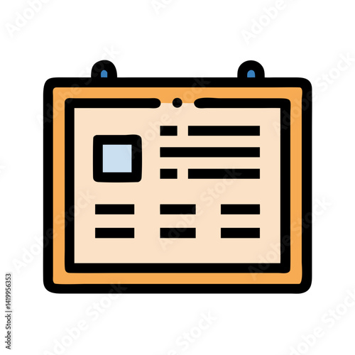 Bulletin Board Icon Representing Class Schedule and Educational Organization