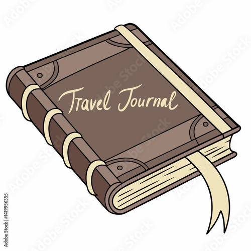 Brown Leather Travel Journal With Ribbon Bookmark For Adventures And Memories