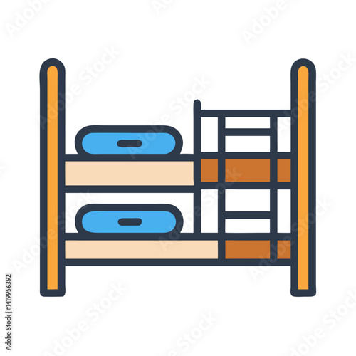 Bunk Bed Icon Representing Kids' Sleeping Furniture and Space-Saving Design