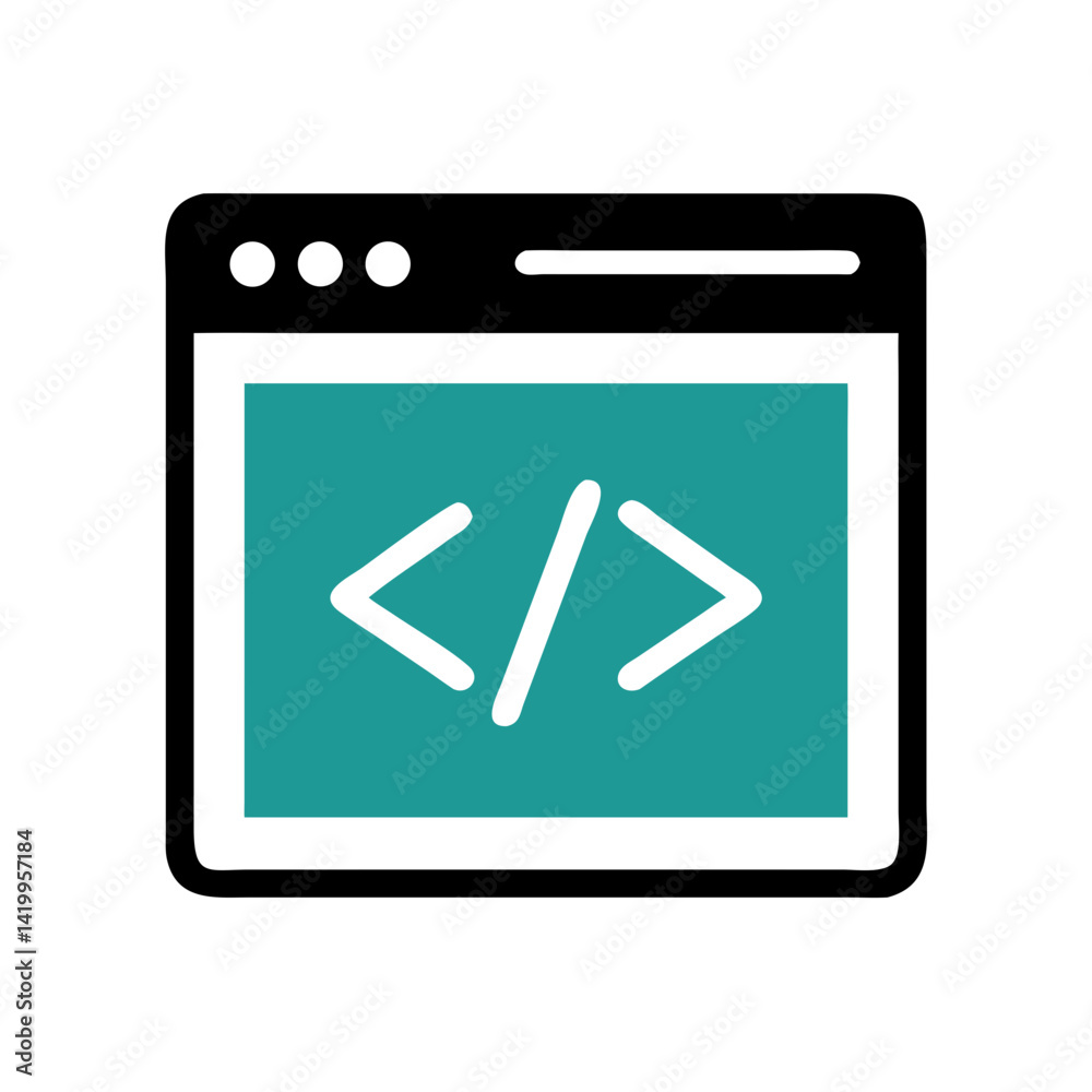 Code Window Icon Representing HTML and Web Development Code Window Icon Representing HTML and Web Development