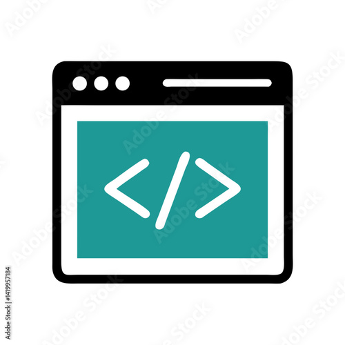 Code Window Icon Representing HTML and Web Development