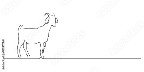 sacrifice, celebration, card, arab, religious, arabian, holiday, islam, kareem, arabic, holy, adha, lamb, kurban, single line, sign, simple, icon, minimalism, illustration, art, vector, animal, goat, 