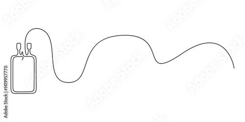 Continuous one line drawing of blood bag. Single line drawing of medical blood transfusion bag. One line art vector illustration of blood supply in hospital. Graphic illustration