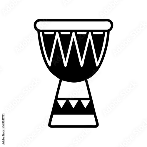 Djembe Drum Icon Representing African Percussion and Traditional Music