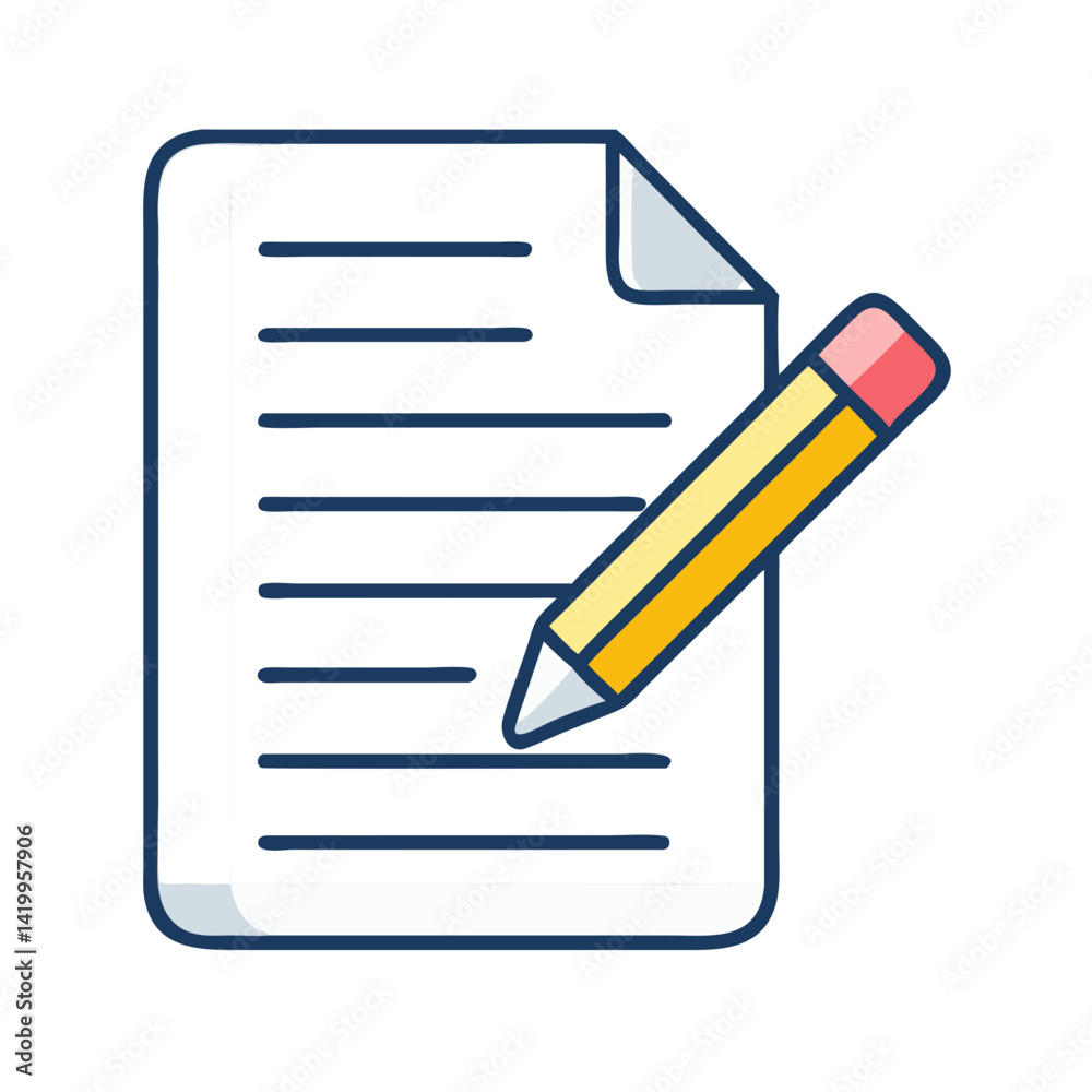 Document with Pencil Icon Representing Writing and Content Creation Document with Pencil Icon Representing Writing and Content Creation