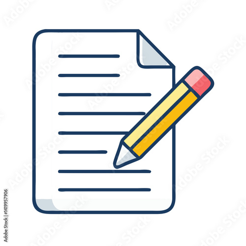 Document with Pencil Icon Representing Writing and Content Creation photo