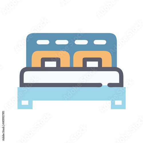 Double Bed Icon Representing Master Bedroom Furniture and Comfort