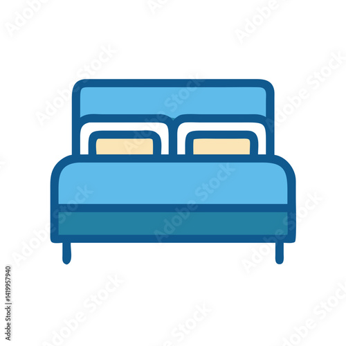 Double Bed Icon Representing Master Bedroom Furniture and Comfort