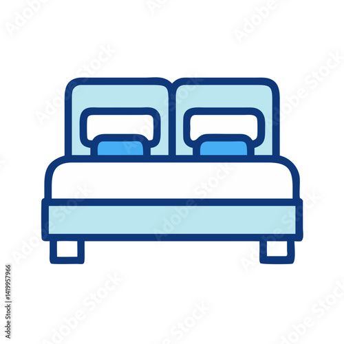 Double Bed Icon Representing Master Bedroom Furniture and Comfort