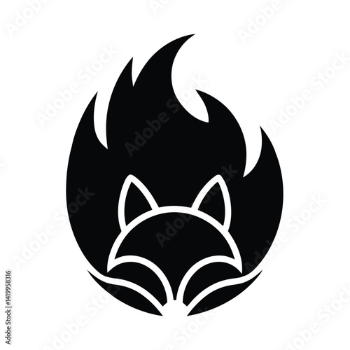Vector Fire Fox Logo Design for Business or Sports Team,Unique Fox Branding Logo with Fire Elements