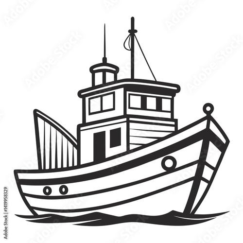 vector illustration of the fishing boat Isolated on white background.