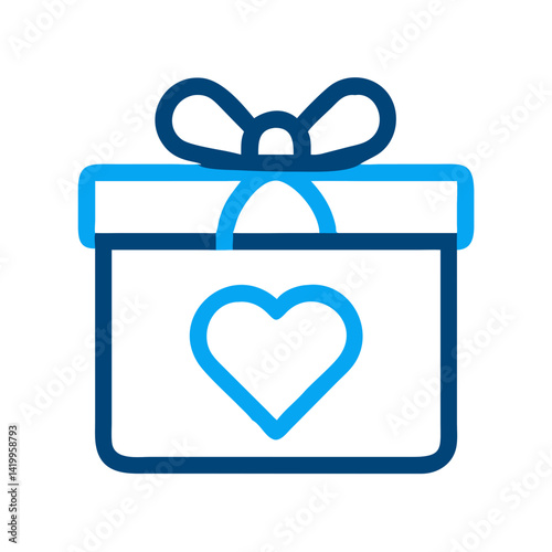 Gift Box with Heart Icon Representing Wedding Gift and Celebration