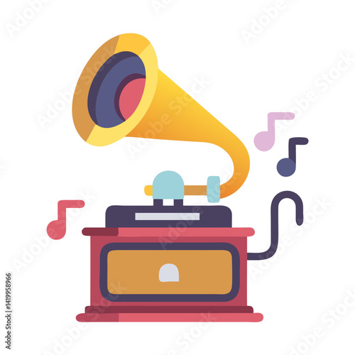 Gramophone Icon Representing Vintage Music Player and Classic Sound