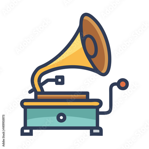 Gramophone Icon Representing Vintage Music Player and Classic Sound