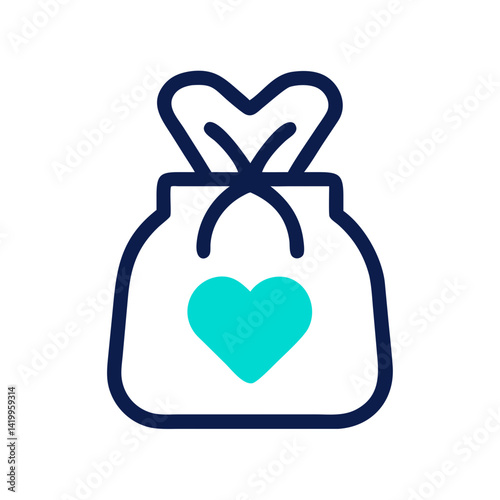 Heart Gift Bag Icon Representing Wedding Favor and Romantic Gift