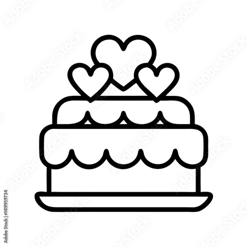 Heart-Topped Cake Icon Representing Wedding Celebration and Romantic Dessert
