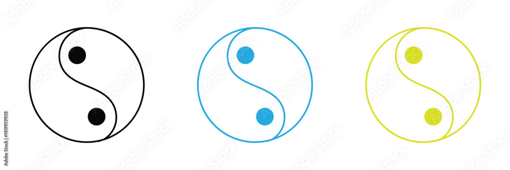Fototapeta premium Yin Yang symbol of balance and harmony. Yin-Yang set of flat simple vector icons collection for web and apps .Vector Illustration .EPS 10 .