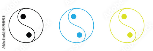 Yin Yang symbol of balance and harmony. Yin-Yang set of flat simple vector icons collection for web and apps .Vector Illustration .EPS 10 . 