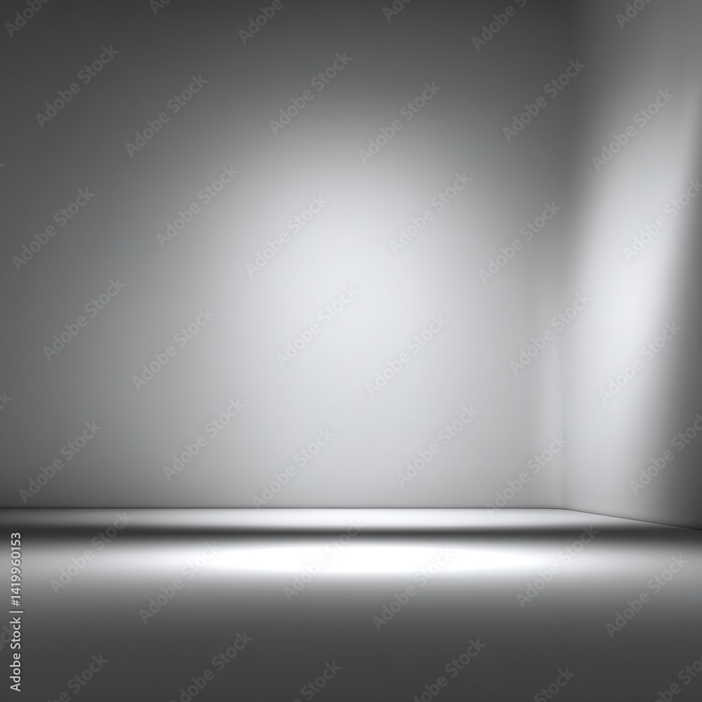 Minimalistic empty room with soft lighting, ideal for showcasing products or art displays