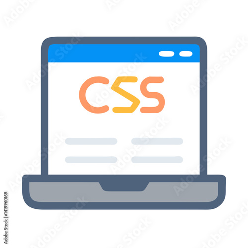 Laptop with CSS Icon Representing Front-End Styling and Web Design