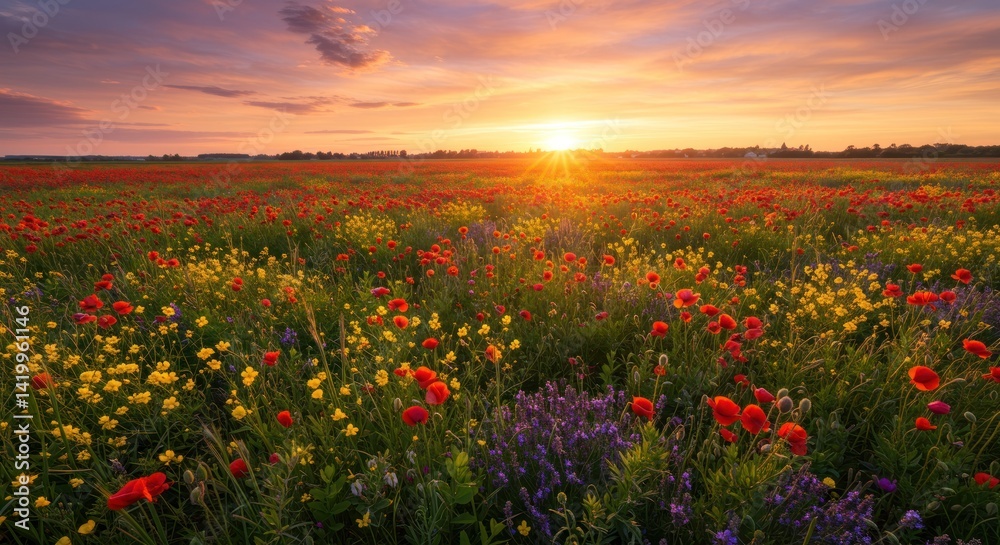 Flower Field at Sunset - Photos Flower Field at Sunset - Photos