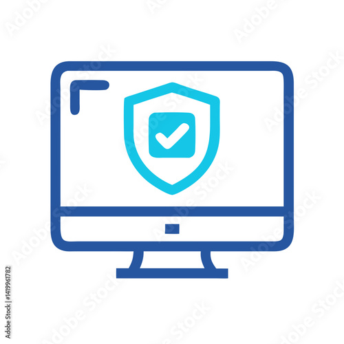 Monitor with Shield Icon Representing Web Security and Online Protection