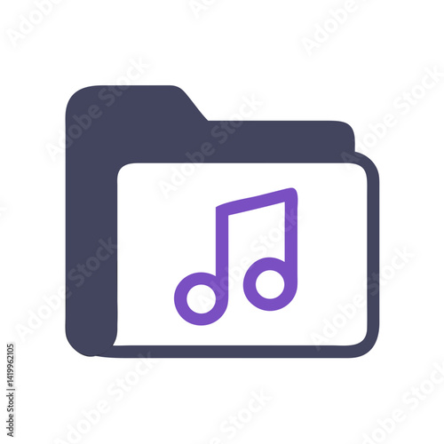Music Folder Icon Representing Audio File Collection and Organized Sound Library