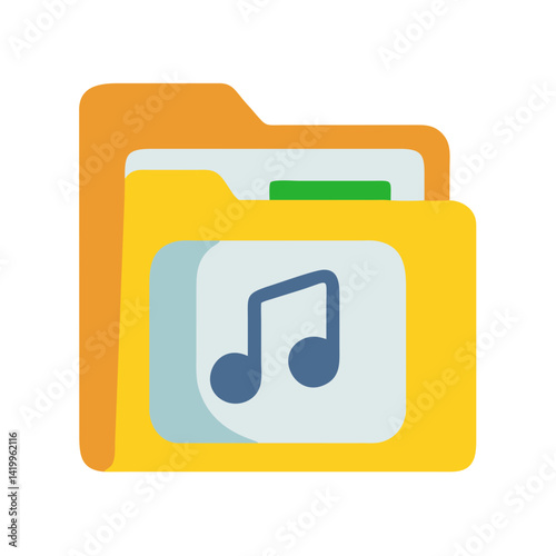 Music Folder Icon Representing Audio File Collection and Organized Sound Library