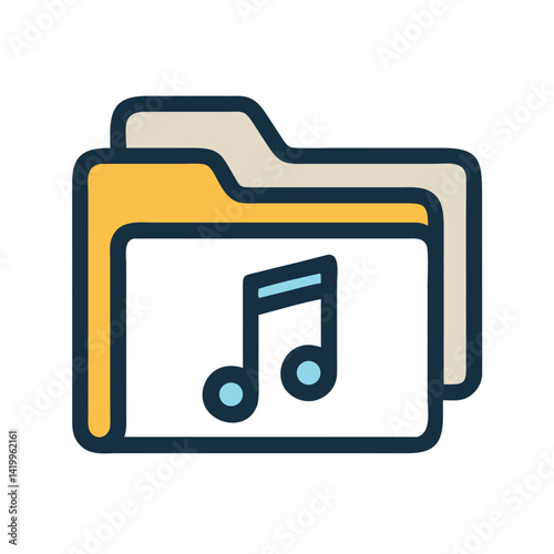 Music Folder Icon Representing Audio File Collection and Organized Sound Library