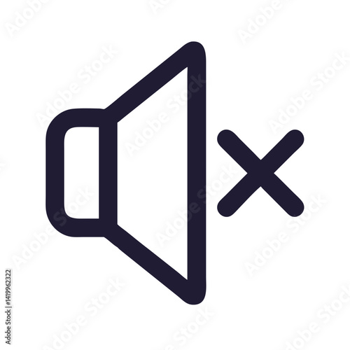 Mute Speaker Icon Representing Volume Control and Disabled Audio Output