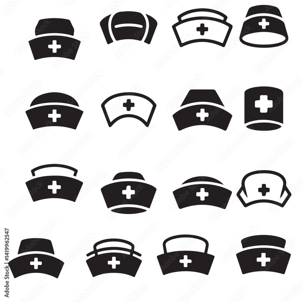 nurse hat black vector silhouettes nurse hat black vector silhouettes