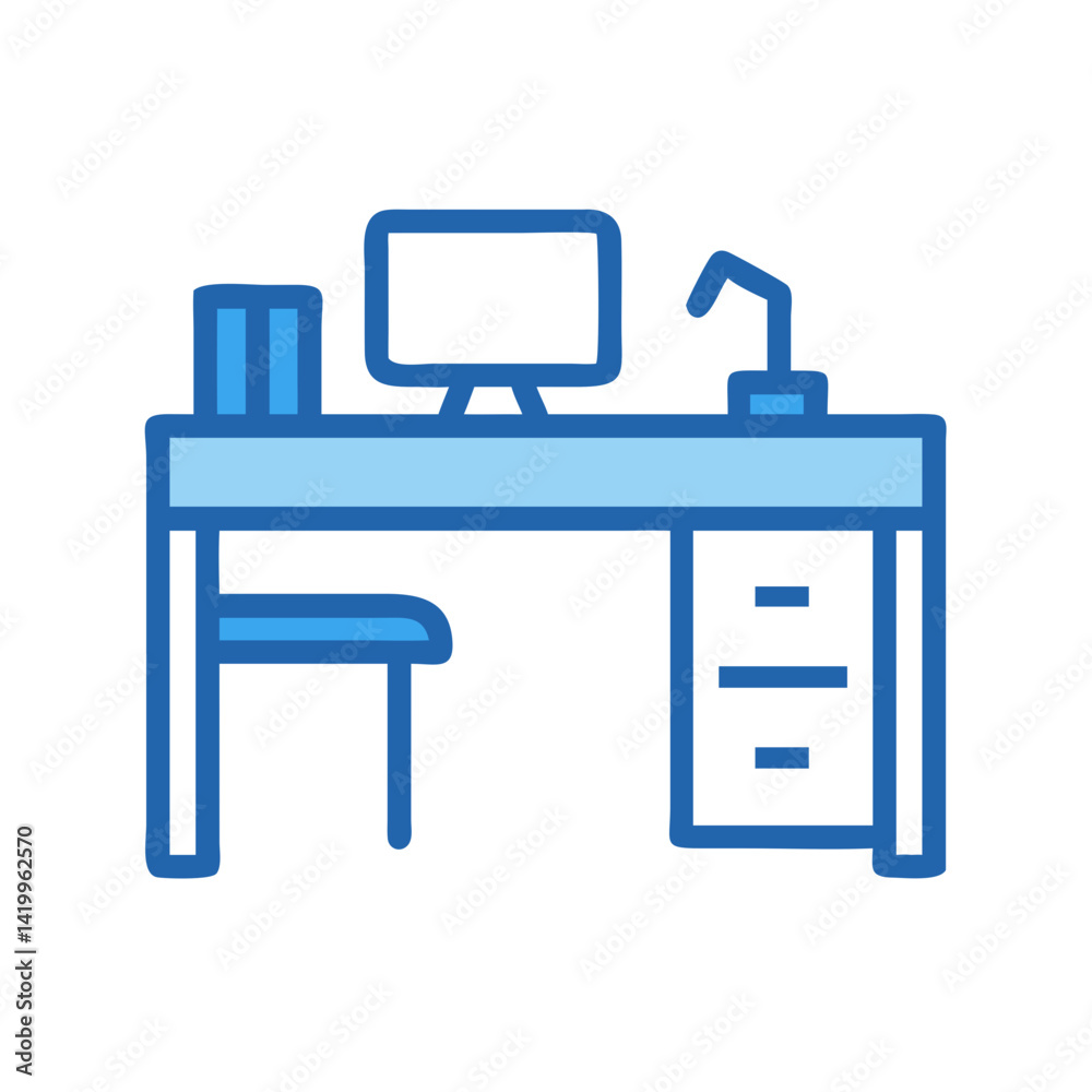 Office Desk Icon Representing Workstation Table for Professional and Home Office Setup Office Desk Icon Representing Workstation Table for Professional and Home Office Setup