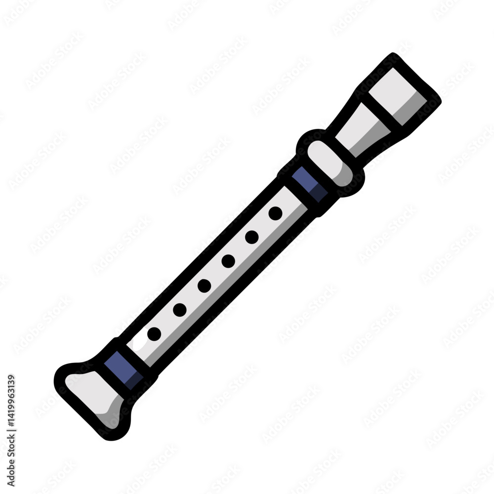 Recorder Flute Icon Representing School Wind Instrument for Music Education and Practice Recorder Flute Icon Representing School Wind Instrument for Music Education and Practice