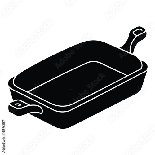 Isolated Black Vector broiler pan WIith White Background