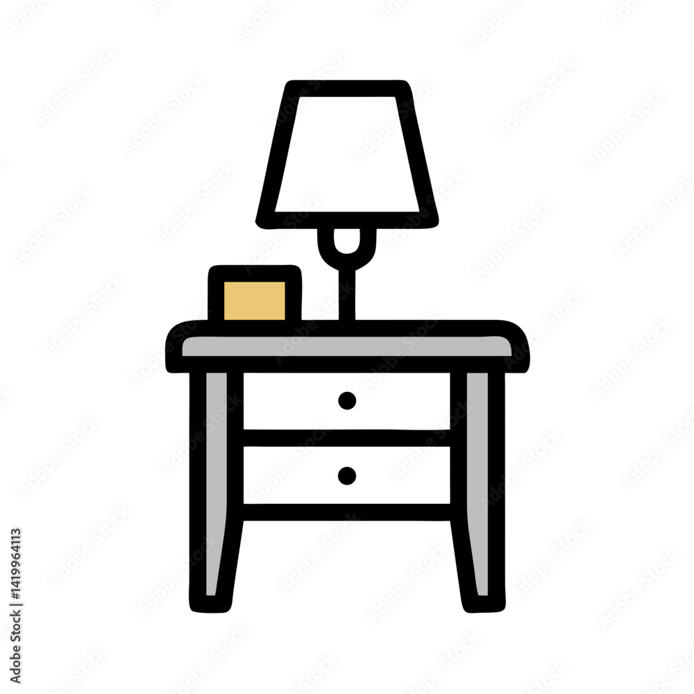Table with Lamp Icon Representing Bedside Reading and Nighttime Illumination Table with Lamp Icon Representing Bedside Reading and Nighttime Illumination