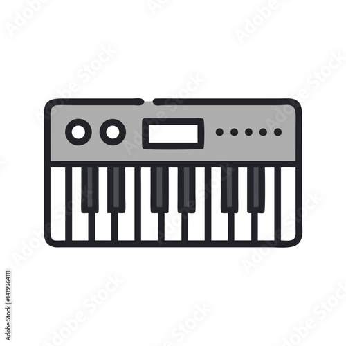 Synthesizer Icon Representing Electronic Keyboard for Digital Music Production and Performance