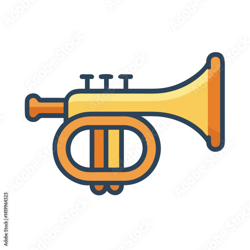 Trumpet Icon Representing Brass Instrument for Musical Performance and Orchestra