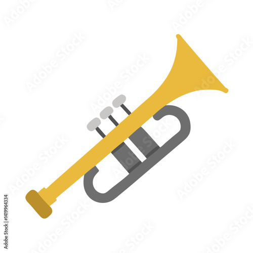 Trumpet Icon Representing Brass Instrument for Musical Performance and Orchestra